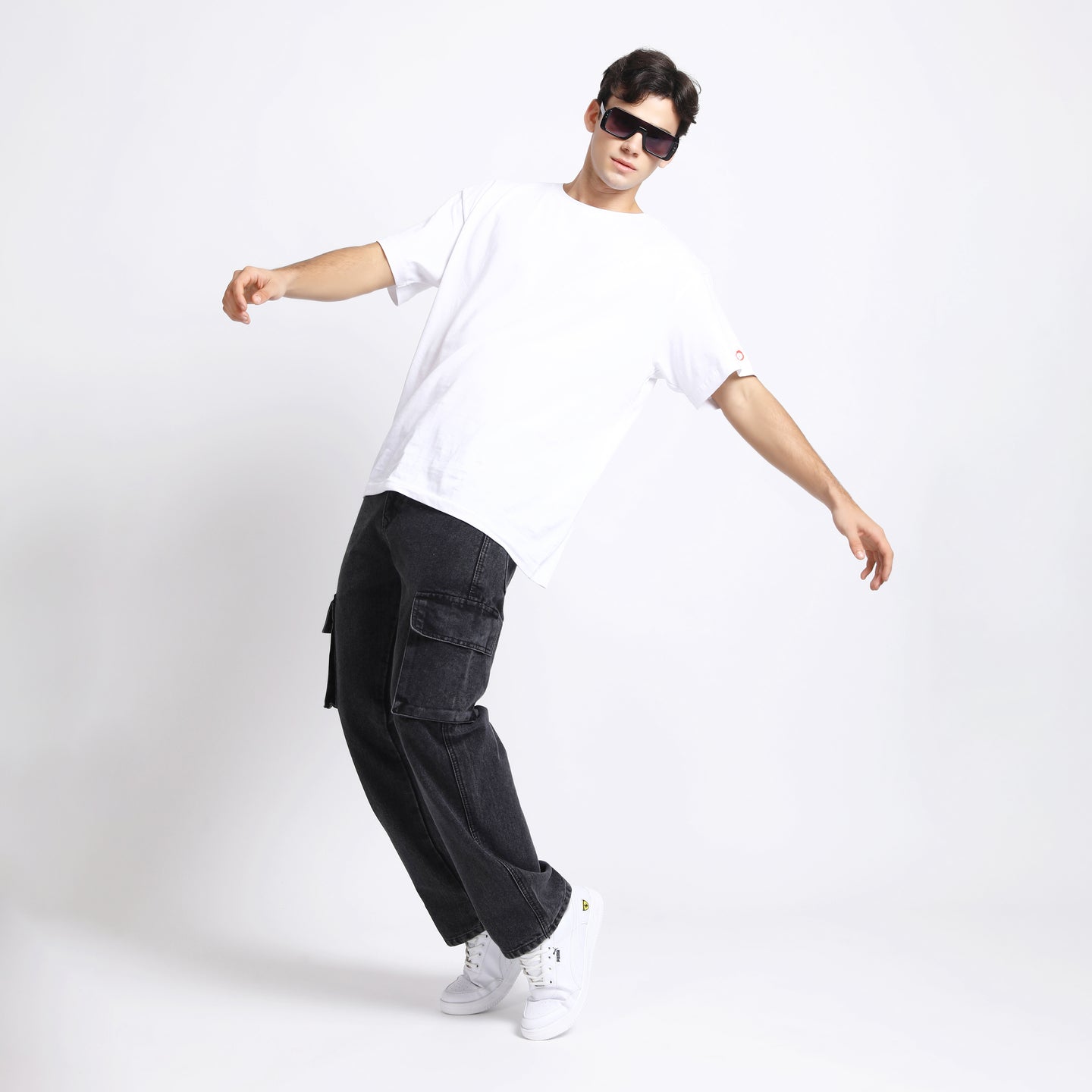 BLACK BAGGY CARGO FIT JEANS 4726-1